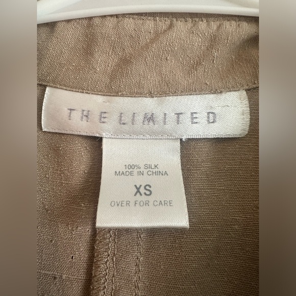 Vintage The Limited Raw Silk Long Slit Button Up Dress Tan Khaiki XS - Picture 2 of 12